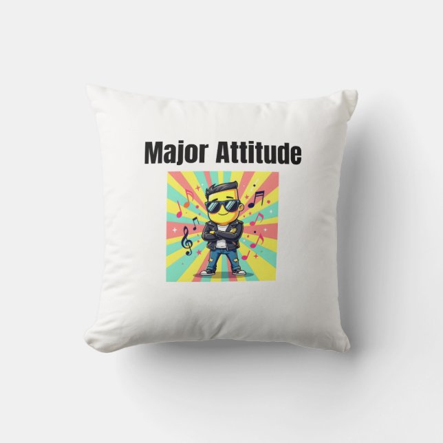 Coussin Mayor Attitude - Cool Confident Kid Cartoon with S (Recto)