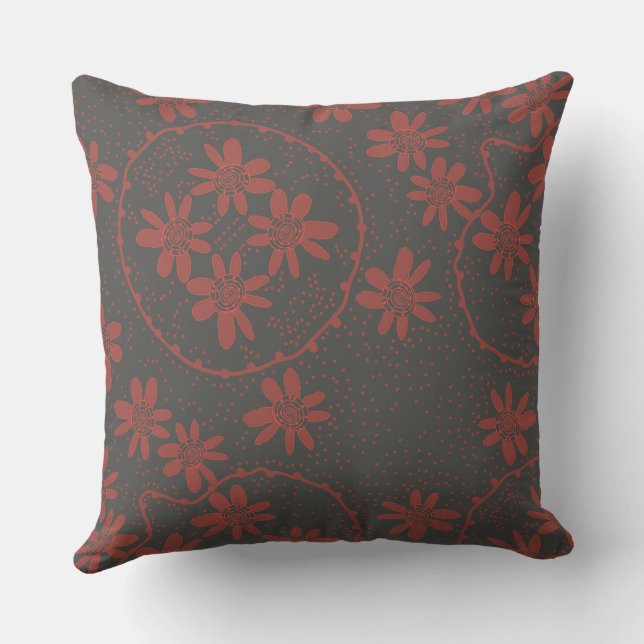 Coussin Maz bulles florales Polka Dot Grey Rouge (Verso)