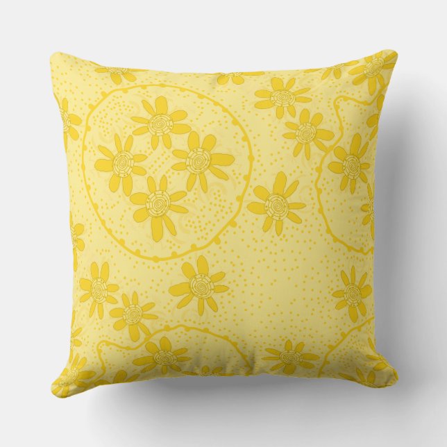 Coussin Maz bulles florales Polka Dot Jaune (Verso)