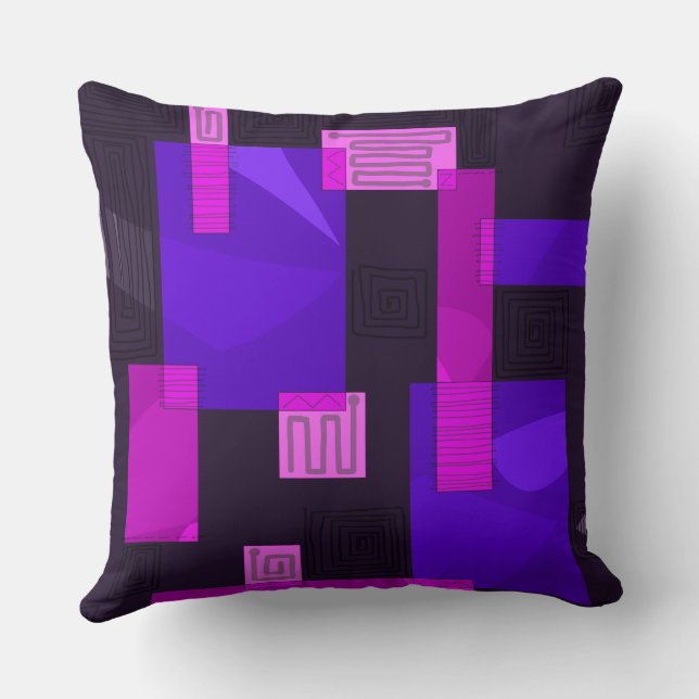 Coussin Maz Egyptian Collage - Fuchsia rose violet (Verso)
