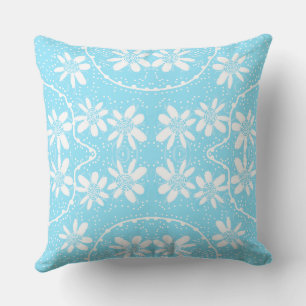 Coussin Maz Floral Bubbles Polka Dot Blanc Bébé Bleu