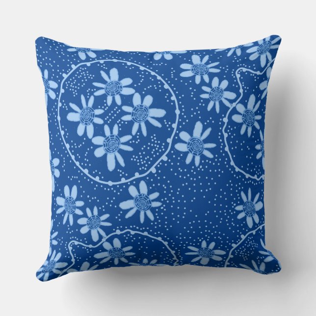 Coussin Maz Floral Bubbles Polka Dot Navy Bleu (Verso)
