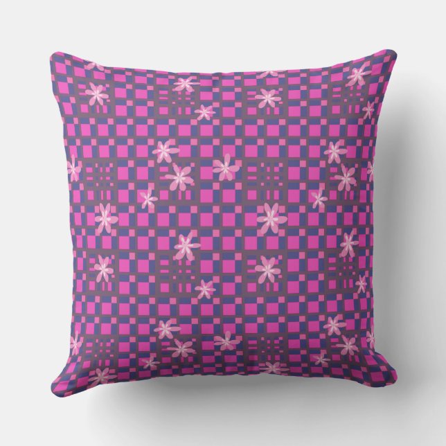Coussin Maz Floral Carré Conundrum - Fuchsia Navy (Verso)