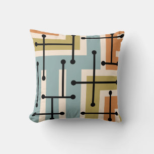 Coussin Maze d'art géométrique rétro des années 1970