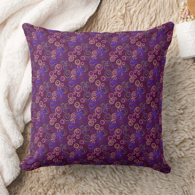 Coussin Mazipoodé Floral Bubbles Jacquard Plum Bleu Beige (Couverture)