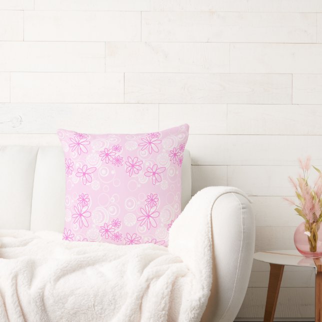 Coussin Mazipoodles bulles florales - Blanc rose (Canapé)
