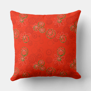 Coussin Mazipoodles bulles florales - Tomate Rouge Vert