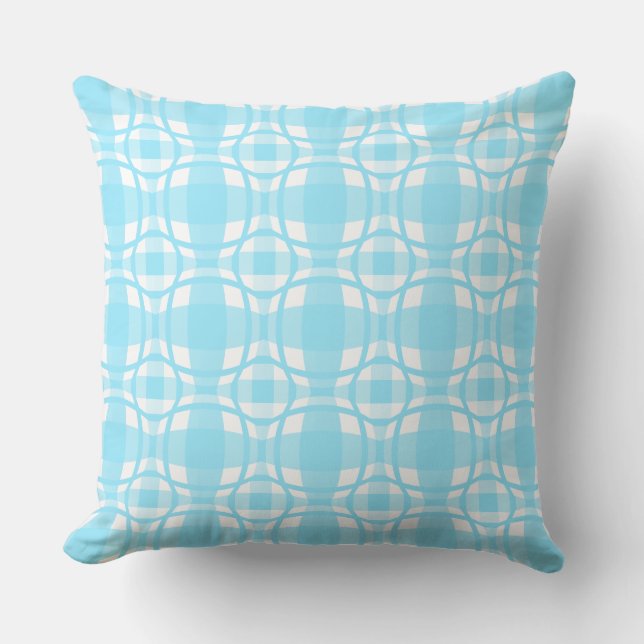 Coussin Mazipoodles Carré Cercle Plaid Bleu bébé (Recto)