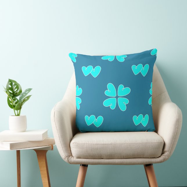 Coussin Mazipoodles Coeurs Bleus Sur Bleu (Chaise)
