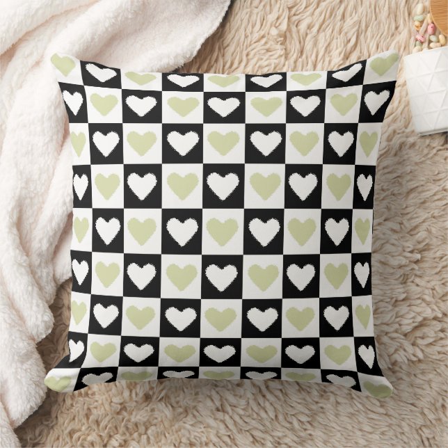 Coussin Mazipoodles Coeurs Résumé Olive Green Mini (Couverture)