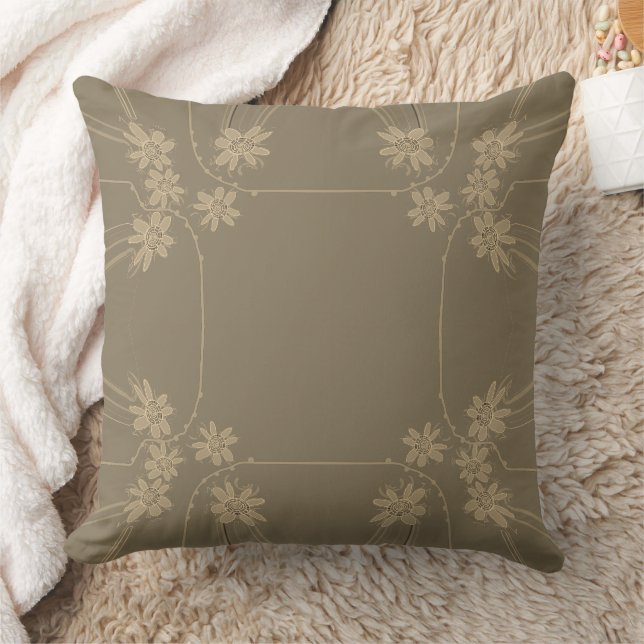 Coussin Mazipoodles Fleurs Aime Chanter - Sepia Neutral (Couverture)