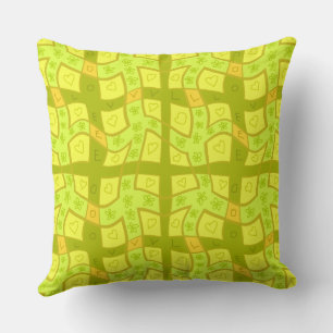 Coussin Mazipoodles Floral Love Heart Check - Lime Olive