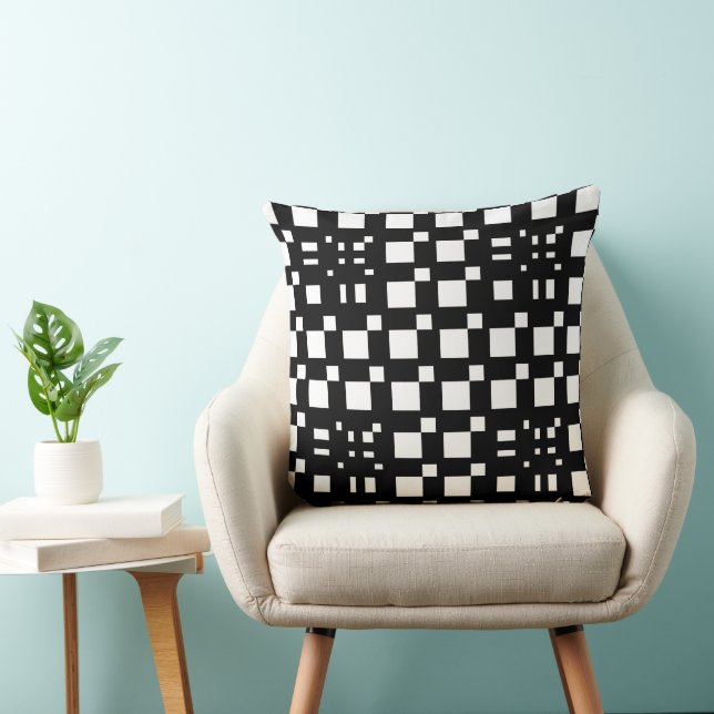 Coussin Mazipoodles Grille Carré 3D Noir Blanc (Chaise)