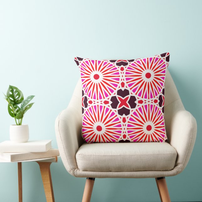 Coussin Mazipoodles Kaleidoscope Roue P Blanc Rouge Rose (Chaise)