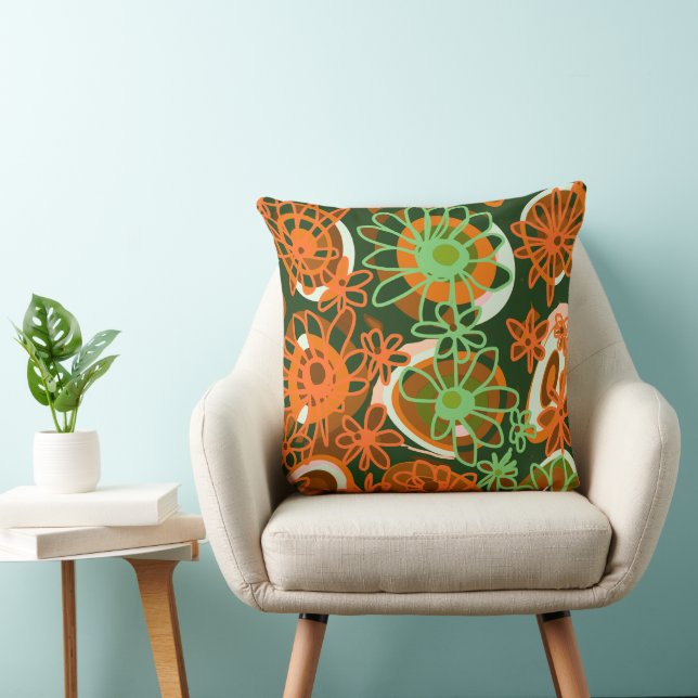 Coussin Mazipoodles Love Flowers - Vert Orange (Chaise)