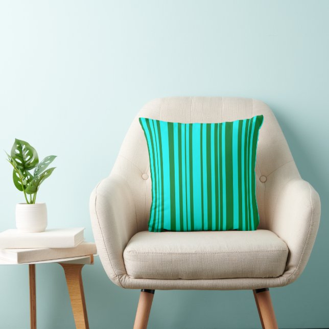 Coussin MAZIPOODLES Rayures Spaghetti Turquoise et Vert  (Chaise)