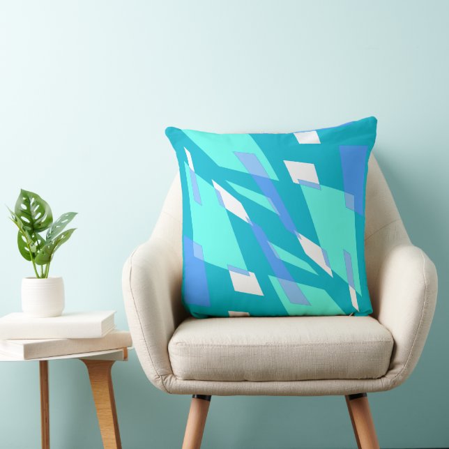 Coussin Mazipoodles Résumé Perspective Turquoise Bleu (Chaise)