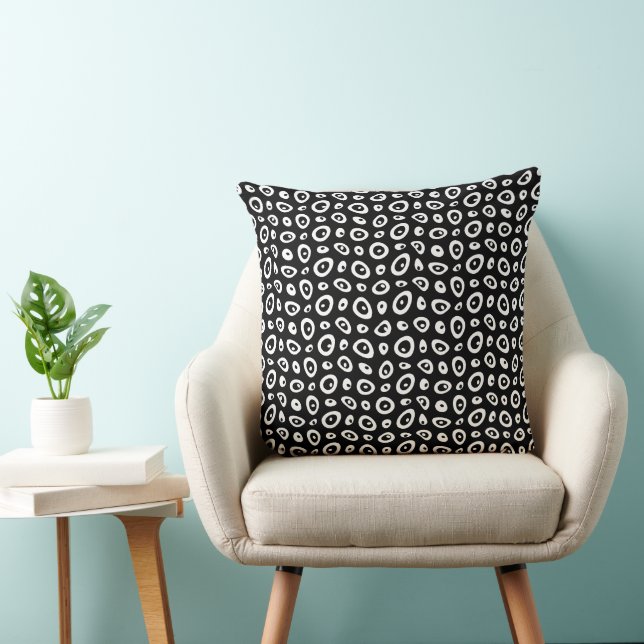 Coussin Mazipoodles Teardrops Abstraits - Noir Blanc (Chaise)