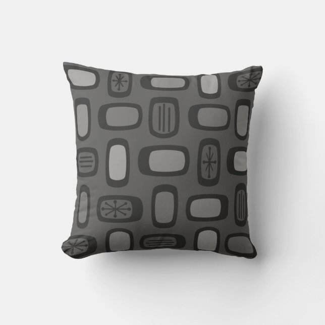Coussin MCM arrondi au milieu du siècle Rectangles gris ce (Recto)