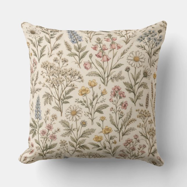 Coussin Meadow Botanica – Vintage Wildflower (Recto)