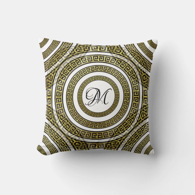 Coussin Méandre de clé grecque dans Artdeco de symétrie gé (Recto)