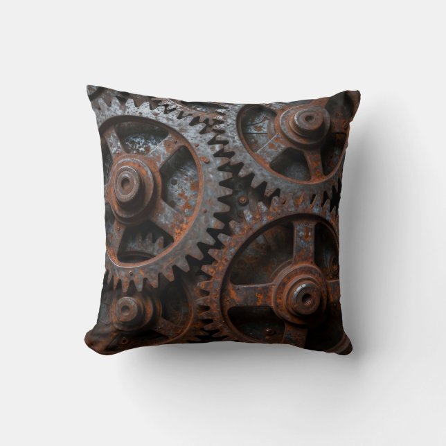 Coussin Mécanisme Industriel Rouillé (Recto)