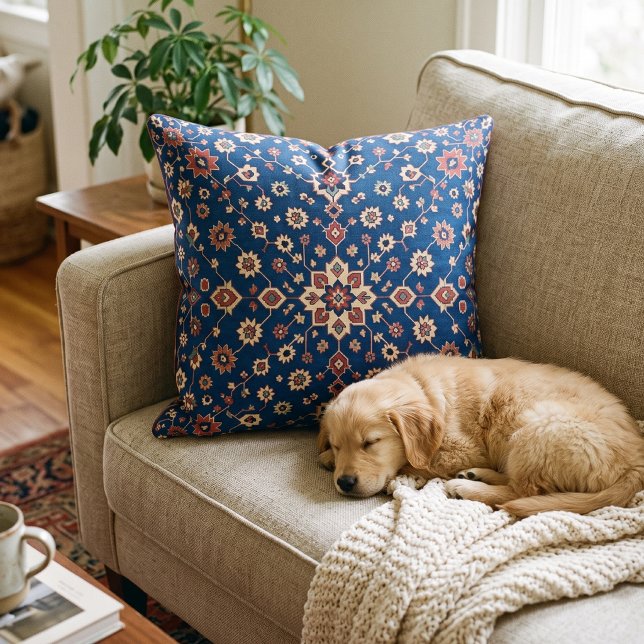 Coussin Médaillon bleu de style persan (Créateur téléchargé)