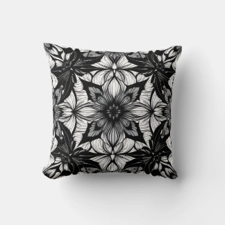 Coussin Médaillon de dentelle florale monochrome Motif