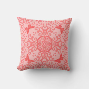 Coussin Médaillon de papillon rouge look Vintage