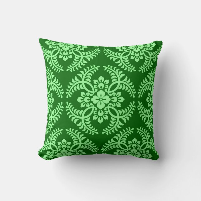 Coussin Médaillon japonais Motif, Dark Jade Green (Recto)