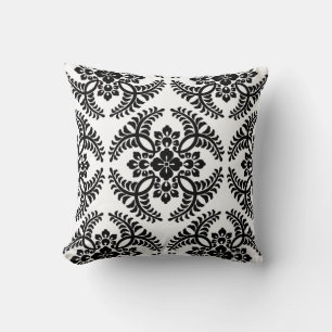 Coussin Médaillon japonais Motif, noir et blanc