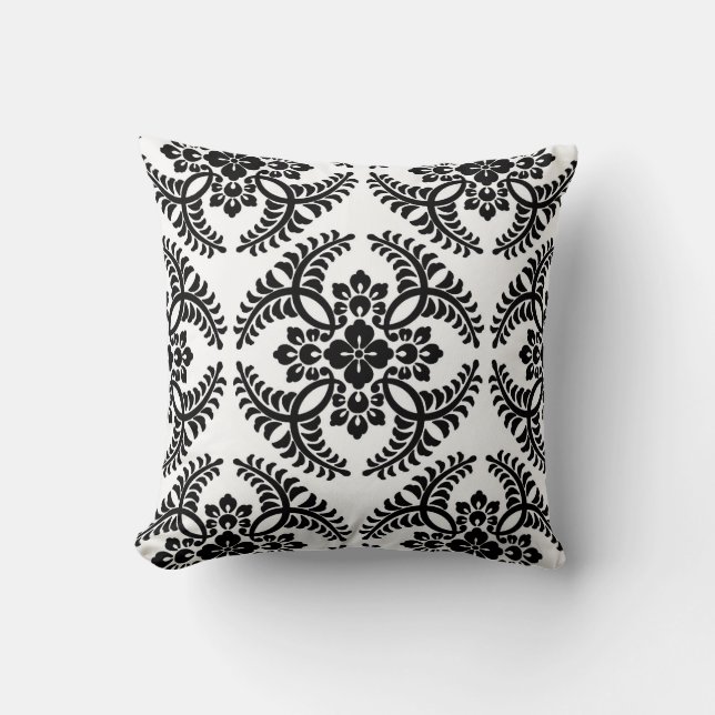 Coussin Médaillon japonais Motif, noir et blanc (Recto)