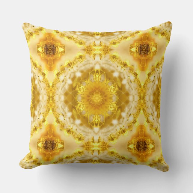 Coussin Médaillon Motif en Motif Batik Jaune de moutarde (Recto)