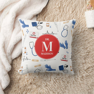 Coussin Médecin Médicale moderne infirmière Motif Monogram