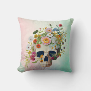 Coussin médecin vintage anatomie crâne fleuriste