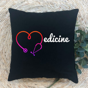 Coussin Médecine coeur stéthoscope cadeau médecin