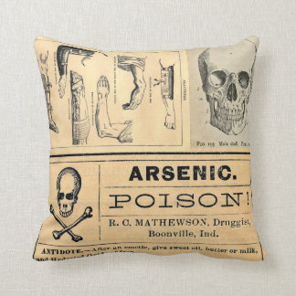 Coussin Médicale vintage d'anatomie de poison de