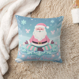 Coussin Méditation de Noël de Santa Yoga Rose Personnalisé
