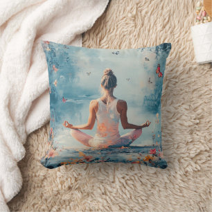 Coussin Méditation de Prairie au Coucher du Soleil avec Pa