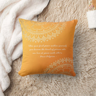 Coussin Méditation Yoga Professeur Orange Gold Mandala Cit