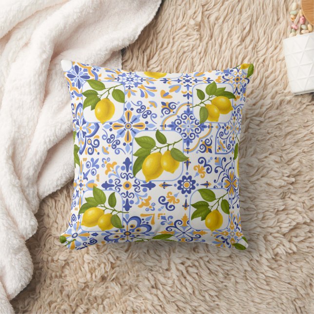 Coussin Mediterrenean Citrus Lemon pattern (Couverture)