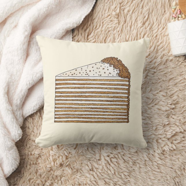 Coussin Medovik Slice de gâteau miel russe dessert ukraini (Couverture)