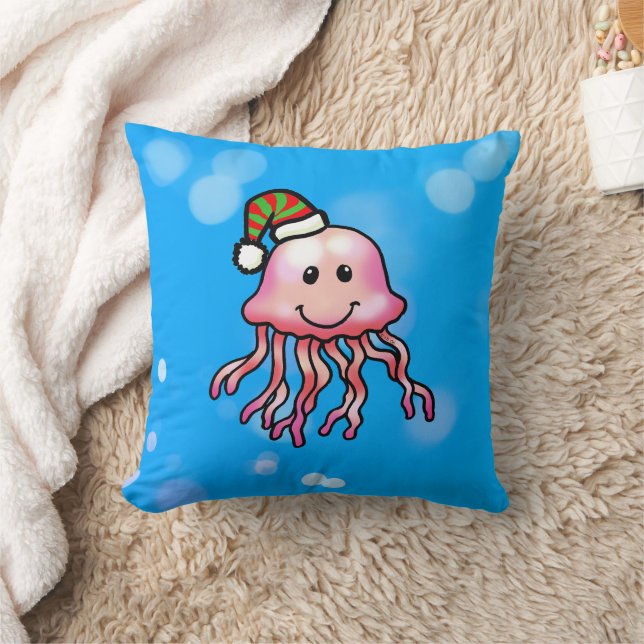 Coussin Méduse de dessin animé festive mignonne (Couverture)