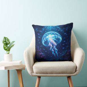 Coussin Méduse Géante Luminescente dans les Profondeurs de