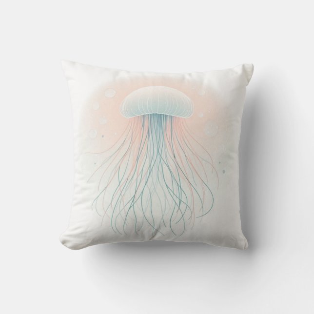 Coussin méduse marine/plage/côtière (Recto)