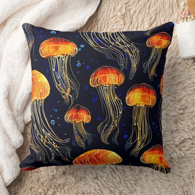 Coussin Méduse Océanique Lumineuse Art (Couverture)