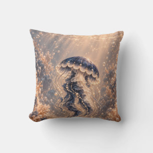 Coussin Méduse Perle de la Marine Corail Doré Sous-Marin