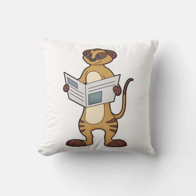 Coussin Meerkat à la lecture d'un journal (Recto)
