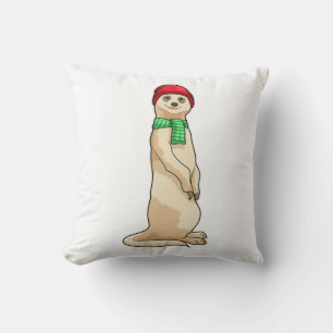 Coussin Meerkat avec Casquette et Écharpe