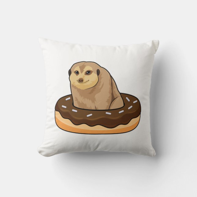 Coussin Meerkat avec Donut (Recto)